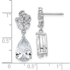 QCM1631 Cheryl M Sterling Silver Rhodium-plated Fancy Marquise-cut & Brilliant-cut Pear CZ Post Dangle Earrings