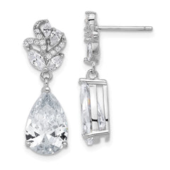 QCM1631 Cheryl M Sterling Silver Rhodium-plated Fancy Marquise-cut & Brilliant-cut Pear CZ Post Dangle Earrings