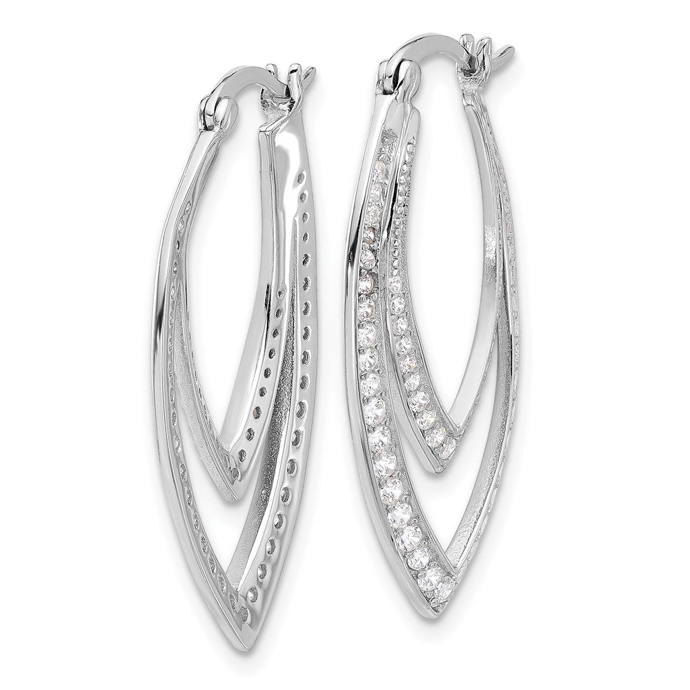 QCM1637 Cheryl M Sterling Silver Rhodium-plated Brilliant-cut CZ Double Marquise Shaped Hoop Earrings