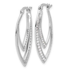 QCM1637 Cheryl M Sterling Silver Rhodium-plated Brilliant-cut CZ Double Marquise Shaped Hoop Earrings