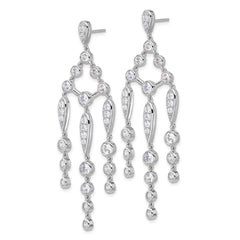 QCM1638 Cheryl M Sterling Silver Rhodium-plated Brilliant-cut Bezel CZ Chandelier Post Dangle Earrings
