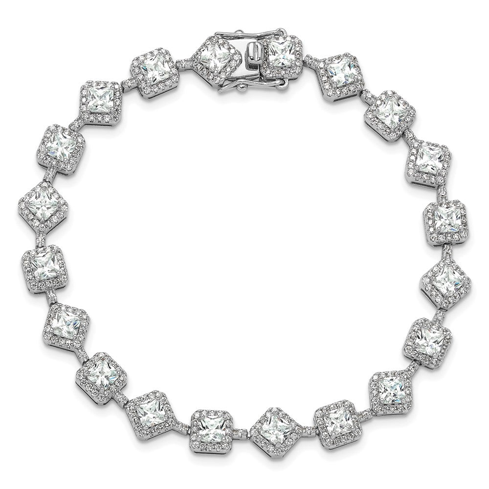 Cheryl M Sterling Silver Rhodium-plated Fancy Brilliant-cut and Cushion-cut CZ 7.5 Inch Bracelet QCM1665-7.5