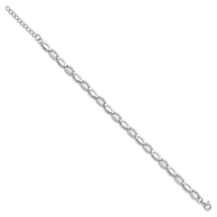 Cheryl M Sterling Silver Rhodium-plated Brilliant-cut CZ Marquise Shaped Link 7 Inch Bracelet with 1 Inch Extender QCM1666-7