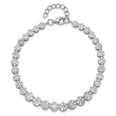 Cheryl M Sterling Silver Rhodium-plated Fancy Graduated Brilliant-cut CZ Cluster 7 Inch Bracelet with 1 Inch Extender QCM1667-7
