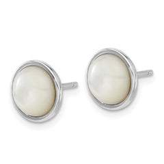 QCM1668 Cheryl M Sterling Silver Rhodium-plated Cabochon Mother of Pearl Post Stud Earrings