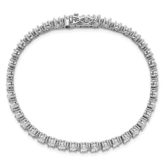 Cheryl M Sterling Silver Rhodium-plated Fancy Oval CZ Bracelet QCM1672-7.25