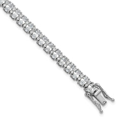 Cheryl M Sterling Silver Rhodium-plated Fancy Oval CZ Bracelet QCM1672-7.25