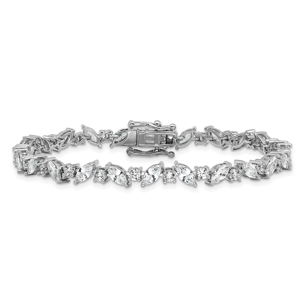 Cheryl M Sterling Silver Rhodium-plated Polished Fancy Marquise CZ Bracelet QCM1673-7.25
