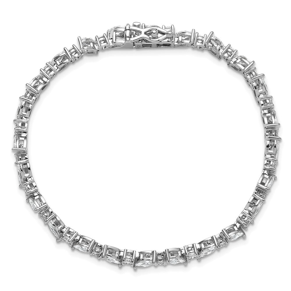 Cheryl M Sterling Silver Rhodium-plated Polished Fancy Marquise CZ Bracelet QCM1673-7.25