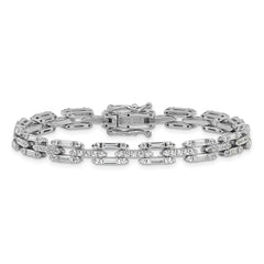Cheryl M Sterling Silver Rhodium-plated Polished Fancy CZ Link Bracelet QCM1675-7