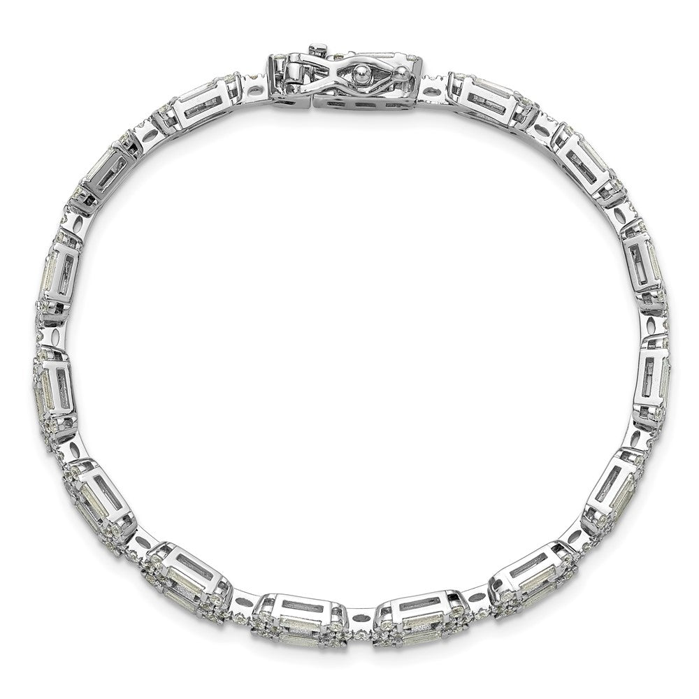 Cheryl M Sterling Silver Rhodium-plated Polished Fancy CZ Link Bracelet QCM1675-7