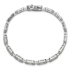 Cheryl M Sterling Silver Rhodium-plated Polished Fancy CZ Link Bracelet QCM1675-7