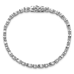 Cheryl M Sterling Silver Rhodium-plated Polished Bezel Set Round and Pear CZ Bracelet QCM1677-7.25
