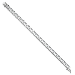 Cheryl M Sterling Silver Rhodium-plated Polished Emerald-cut CZ Tennis Bracelet QCM1678-7.25