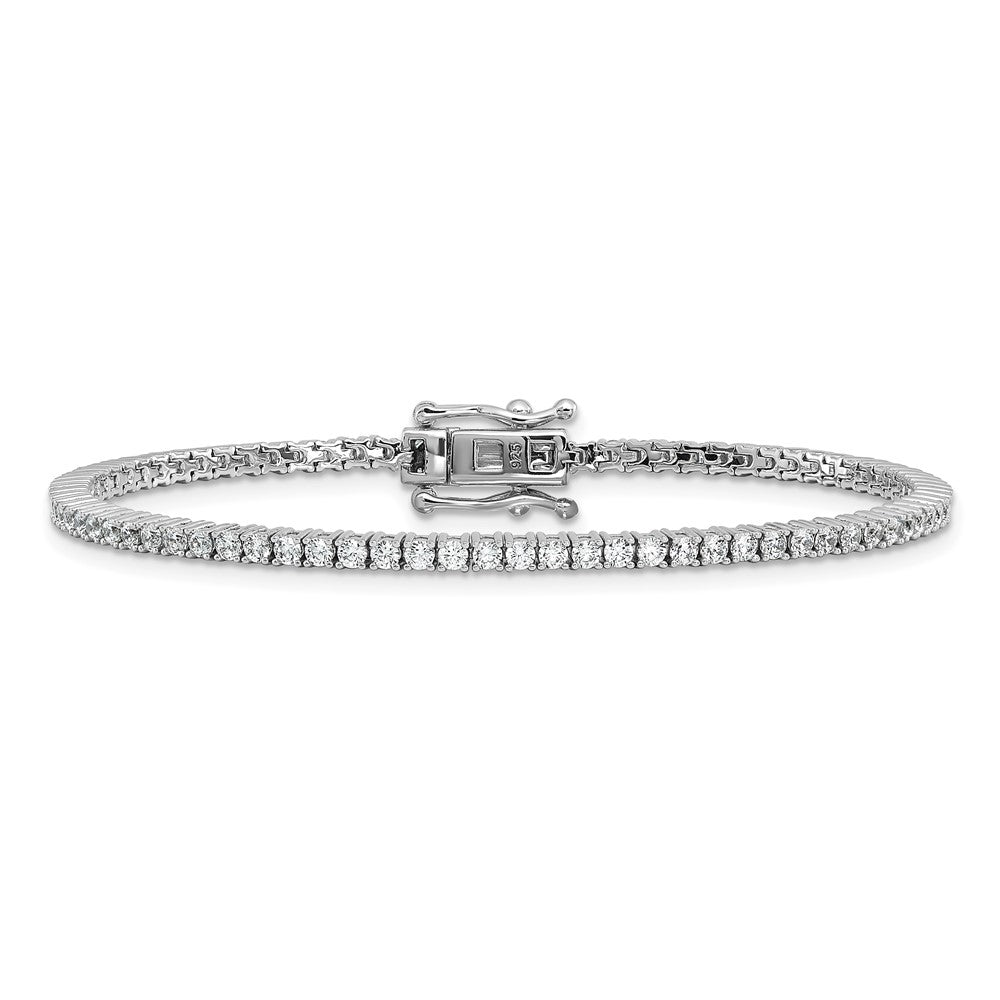 Cheryl M Sterling Silver Rhodium-plated Polished CZ with Safety Clasp Tennis Bracelet QCM1679-7.25