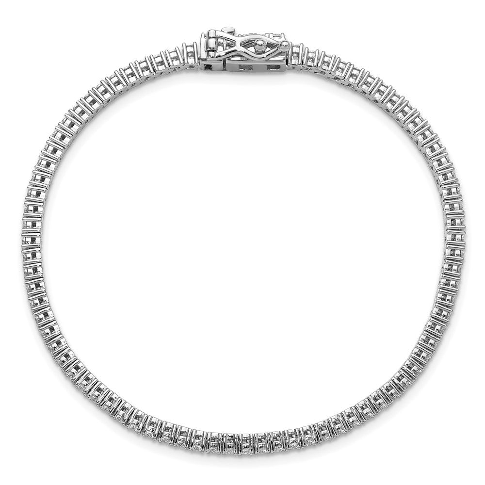 Cheryl M Sterling Silver Rhodium-plated Polished CZ with Safety Clasp Tennis Bracelet QCM1679-7.25