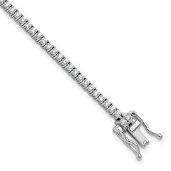 Cheryl M Sterling Silver Rhodium-plated Polished CZ with Safety Clasp Tennis Bracelet QCM1679-7.25