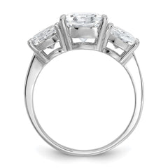 Cheryl M Sterling Silver Rhodium-plated Polished Oval CZ 3-Stone Ring