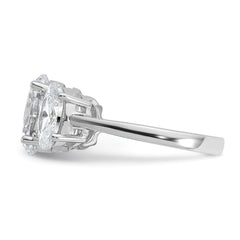 Cheryl M Sterling Silver Rhodium-plated Polished Oval CZ 3-Stone Ring