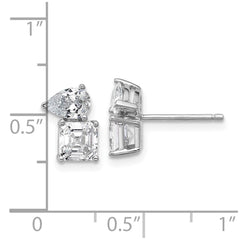 QCM1682 Cheryl M Sterling Silver Rhodium-plated Polished Pear and Square CZ Post Earrings