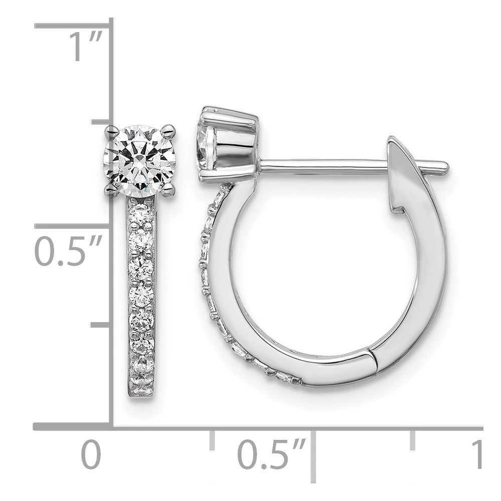 QCM1683 Cheryl M Sterling Silver Rhodium-plated Polished CZ Hinged Round Hoop Earrings