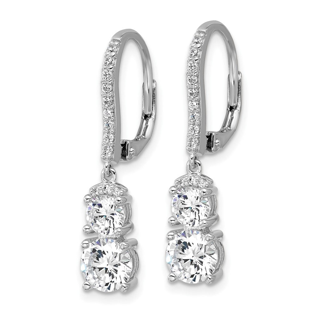 QCM1684 Cheryl M Sterling Silver Rhodium-plated Polished Fancy CZ Leverback Dangle Earrings