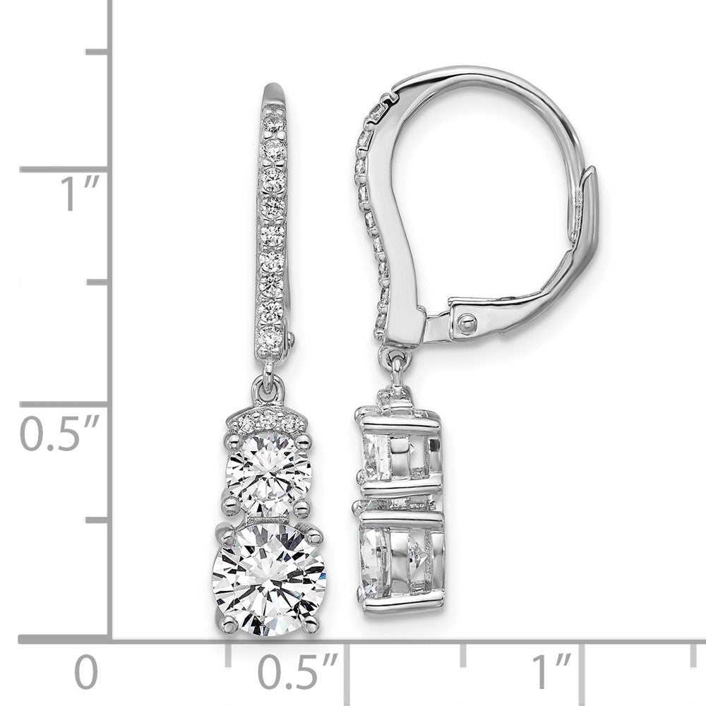 QCM1684 Cheryl M Sterling Silver Rhodium-plated Polished Fancy CZ Leverback Dangle Earrings