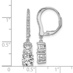 QCM1684 Cheryl M Sterling Silver Rhodium-plated Polished Fancy CZ Leverback Dangle Earrings