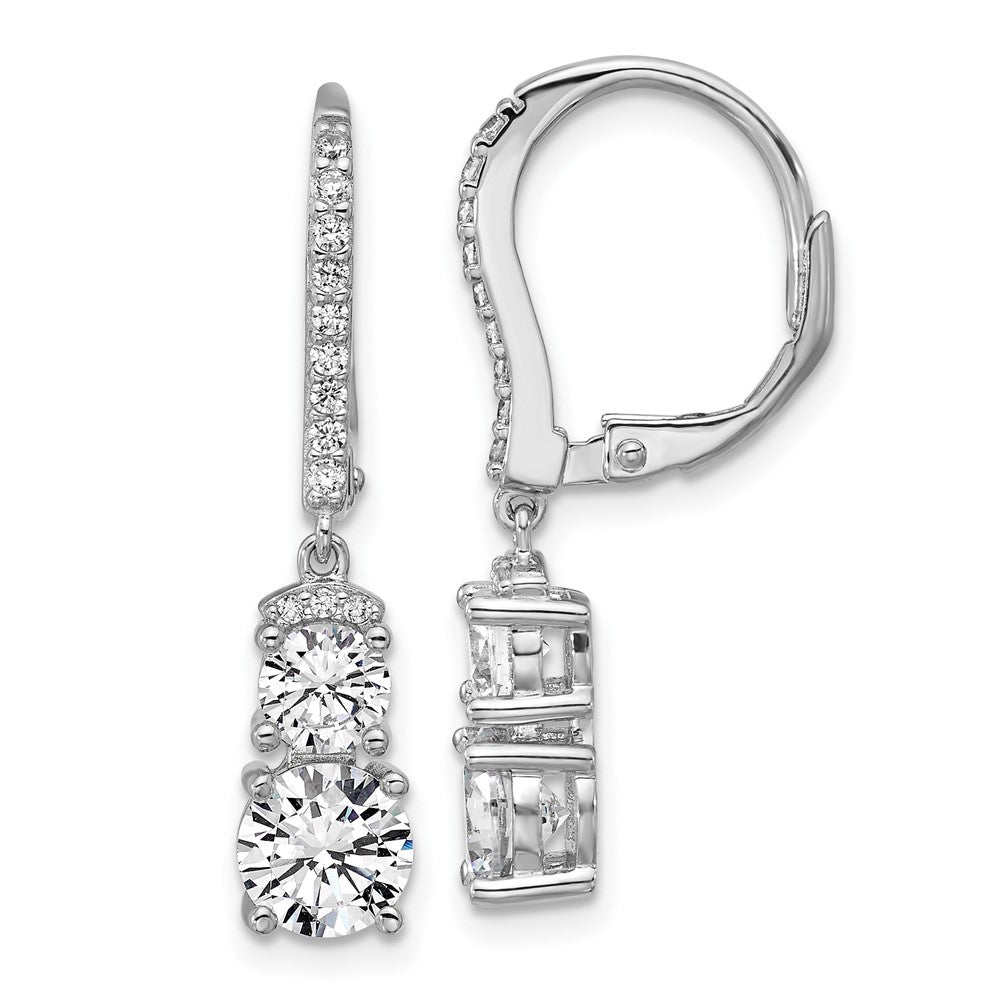 QCM1684 Cheryl M Sterling Silver Rhodium-plated Polished Fancy CZ Leverback Dangle Earrings