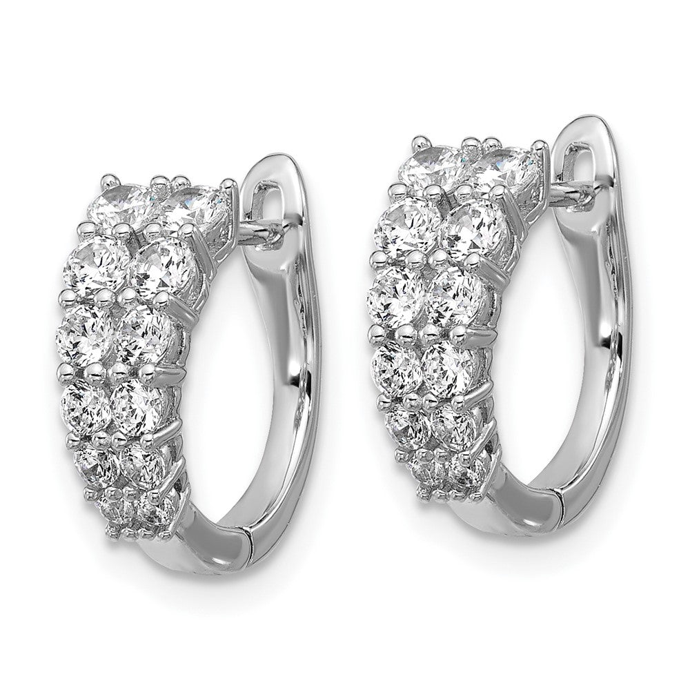 QCM1685 Cheryl M Sterling Silver Rhodium-plated Polished Graduated CZ Hinged Round Hoop Earrings