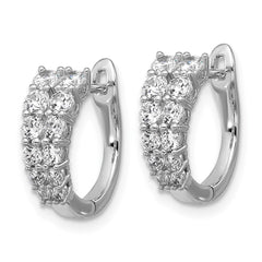 QCM1685 Cheryl M Sterling Silver Rhodium-plated Polished Graduated CZ Hinged Round Hoop Earrings