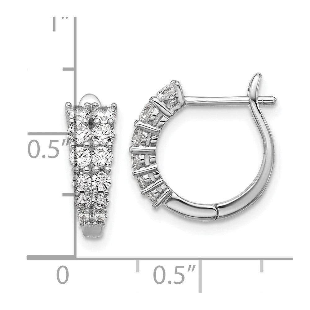 QCM1685 Cheryl M Sterling Silver Rhodium-plated Polished Graduated CZ Hinged Round Hoop Earrings