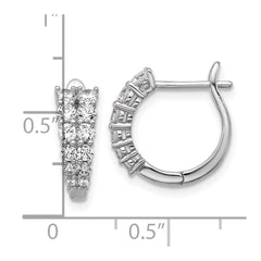 QCM1685 Cheryl M Sterling Silver Rhodium-plated Polished Graduated CZ Hinged Round Hoop Earrings