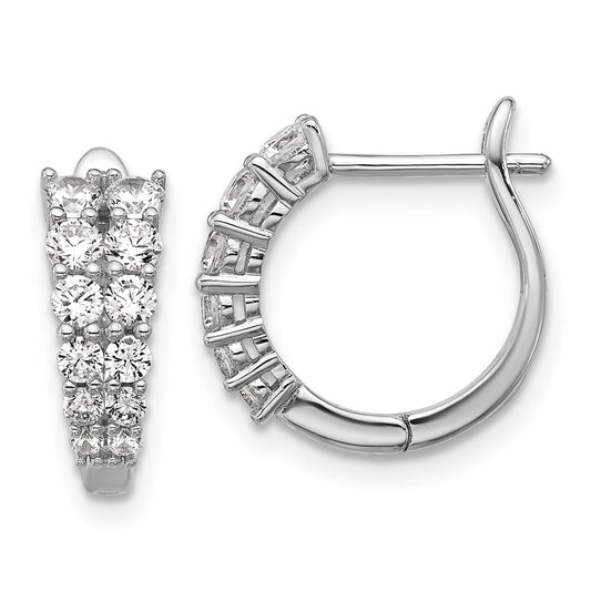 QCM1685 Cheryl M Sterling Silver Rhodium-plated Polished Graduated CZ Hinged Round Hoop Earrings