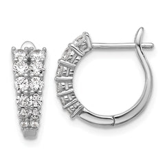 QCM1685 Cheryl M Sterling Silver Rhodium-plated Polished Graduated CZ Hinged Round Hoop Earrings