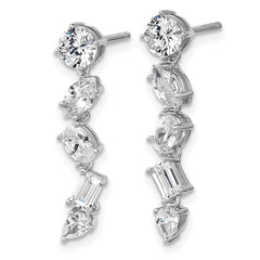 QCM1688 Cheryl M Sterling Silver Rhodium-plated Polished Fancy Multi-cut CZ Post Dangle Earrings