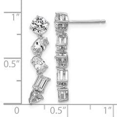 QCM1688 Cheryl M Sterling Silver Rhodium-plated Polished Fancy Multi-cut CZ Post Dangle Earrings