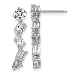 QCM1688 Cheryl M Sterling Silver Rhodium-plated Polished Fancy Multi-cut CZ Post Dangle Earrings