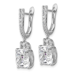 QCM1689 Cheryl M Sterling Silver Rhodium-plated Polished Fancy Cushion-cut CZ Hinged Post Dangle Earrings