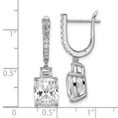 QCM1689 Cheryl M Sterling Silver Rhodium-plated Polished Fancy Cushion-cut CZ Hinged Post Dangle Earrings