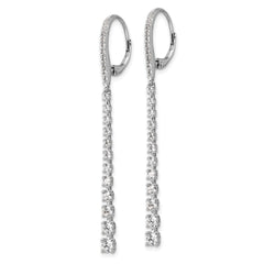 QCM1691 Cheryl M Sterling Silver Rhodium-plated Polished Graduated CZ Leverback Dangle Earrings