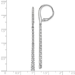 QCM1691 Cheryl M Sterling Silver Rhodium-plated Polished Graduated CZ Leverback Dangle Earrings