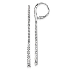QCM1691 Cheryl M Sterling Silver Rhodium-plated Polished Graduated CZ Leverback Dangle Earrings