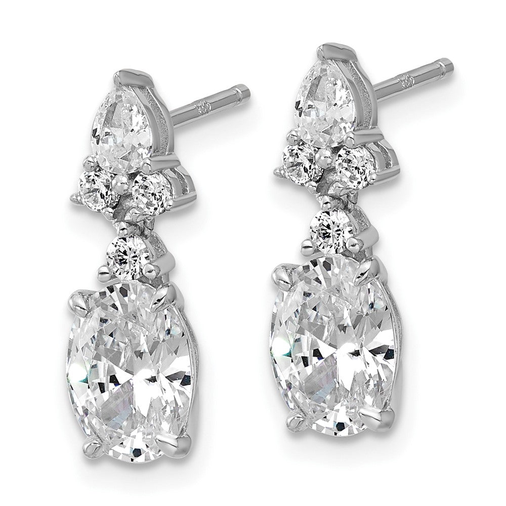 QCM1695 Cheryl M Sterling Silver Rhodium-plated Polished Fancy Multi-cut CZ Post Dangle Earrings