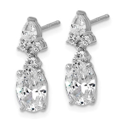 QCM1695 Cheryl M Sterling Silver Rhodium-plated Polished Fancy Multi-cut CZ Post Dangle Earrings