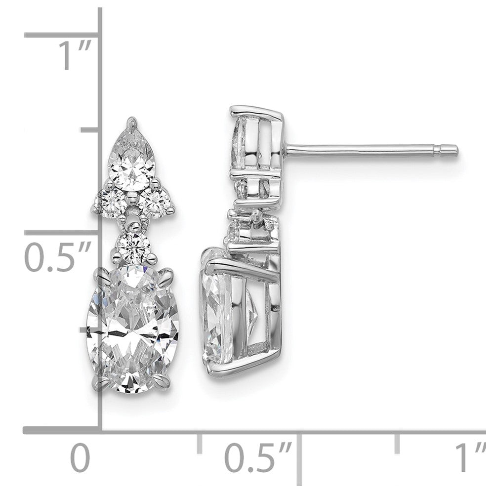 QCM1695 Cheryl M Sterling Silver Rhodium-plated Polished Fancy Multi-cut CZ Post Dangle Earrings