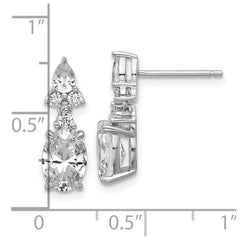 QCM1695 Cheryl M Sterling Silver Rhodium-plated Polished Fancy Multi-cut CZ Post Dangle Earrings