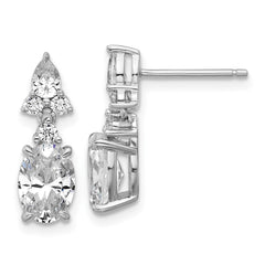 QCM1695 Cheryl M Sterling Silver Rhodium-plated Polished Fancy Multi-cut CZ Post Dangle Earrings