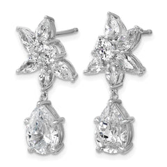 QCM1698 Cheryl M Sterling Silver Rhodium-plated Polished Fancy Multi-cut CZ Post Dangle Earrings