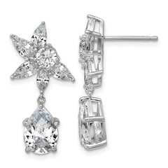 QCM1698 Cheryl M Sterling Silver Rhodium-plated Polished Fancy Multi-cut CZ Post Dangle Earrings